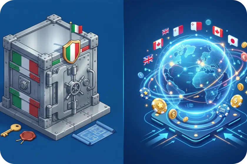 Confronto visivo tra casinò con licenza ADM italiana e piattaforme estere